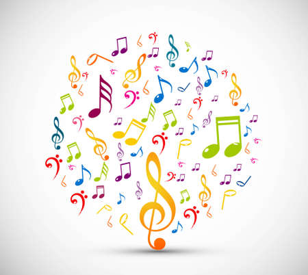 abstract music notes circle multicolorful background vector designのイラスト素材