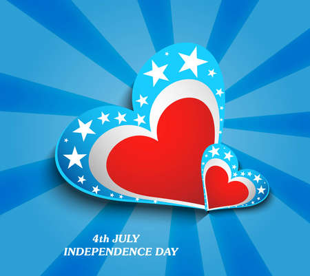 4th july american independence day heart with star blue vector のイラスト素材