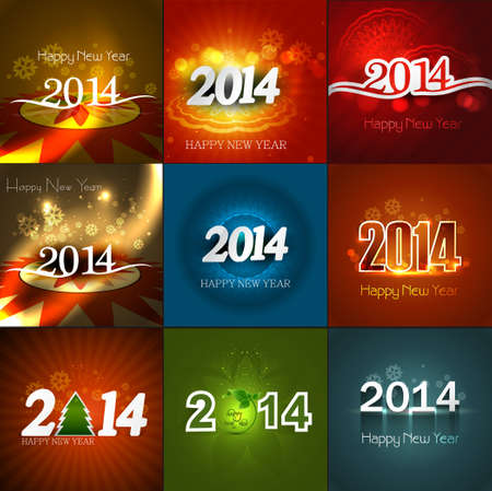 Happy New Year collection holiday greeting card bright colorful design vectorのイラスト素材