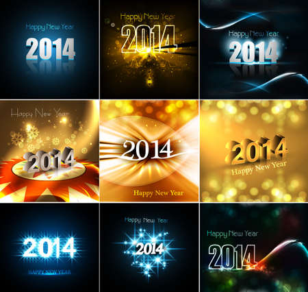 Happy New Year beautiful collection holiday greeting card bright colorful design illustration vectorのイラスト素材