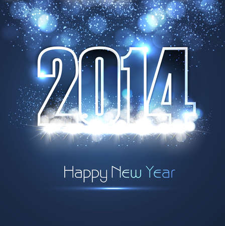 New year 2014 shiny blue colorful fantastic background vectorのイラスト素材