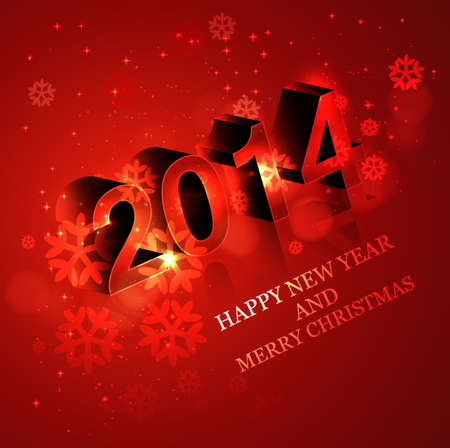 Happy New Year 2014 reflection creative red colorful abstrctのイラスト素材