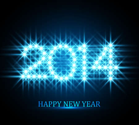 Happy New Year 2014 stars blue colorful illustrationのイラスト素材