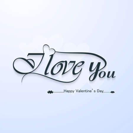 I Love You calligraphic headline text and happy valentine's day lettering vectorのイラスト素材