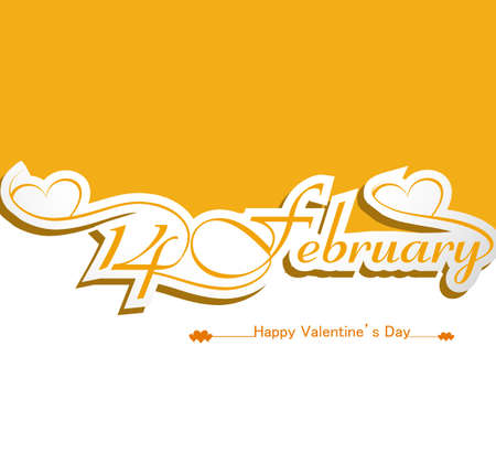 calligraphic 14 february headline happy valentine's day text colorful card vectorのイラスト素材
