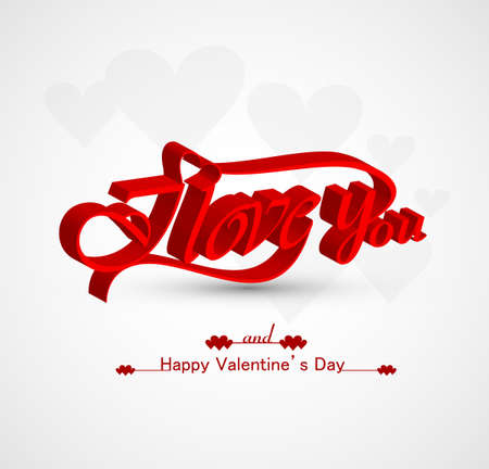 calligraphic I Love You and Valentine's day  headline with text vectorのイラスト素材