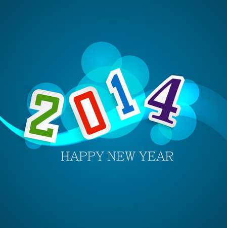illustration blue colorful style for happy new year 2014 のイラスト素材