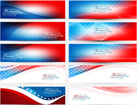 President Day in United States of America with colorful header set collection vector illustrationのイラスト素材