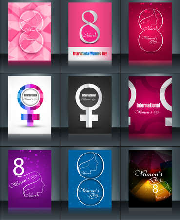 Template vector for women's day brochure set collection colorful presentation backgroundのイラスト素材