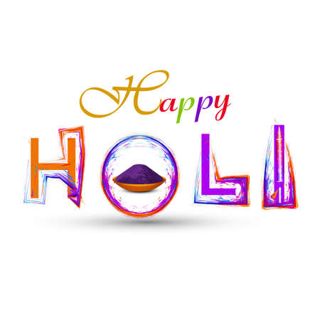Holi colorful stylish text with grunge vector Illustratrionのイラスト素材
