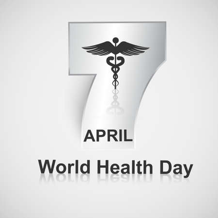 Beautiful text 7 April world health day caduceus medical symbol creative vector background illustrationのイラスト素材