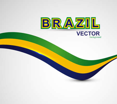 Beautiful Brazil flag wave concept colorful whit background vectorのイラスト素材