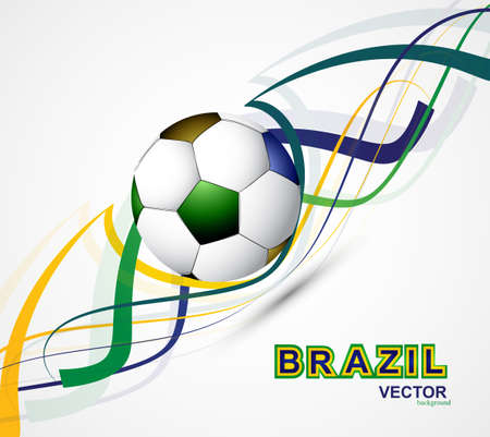 Beautiful Brazil flag concept line wave card Soccer creative designのイラスト素材