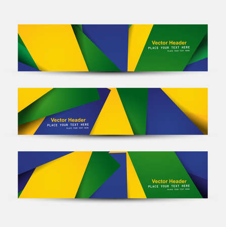 Beautiful Brazil flag three colors header set illustrationのイラスト素材
