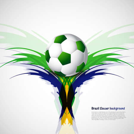 Soccer beautiful ball with brazil colors grunge background vectorのイラスト素材