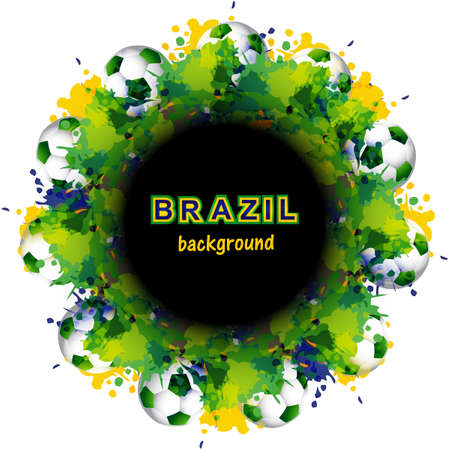 Beautiful Brazil flag concept circle splash grunge card colorful Soccer background vectorのイラスト素材