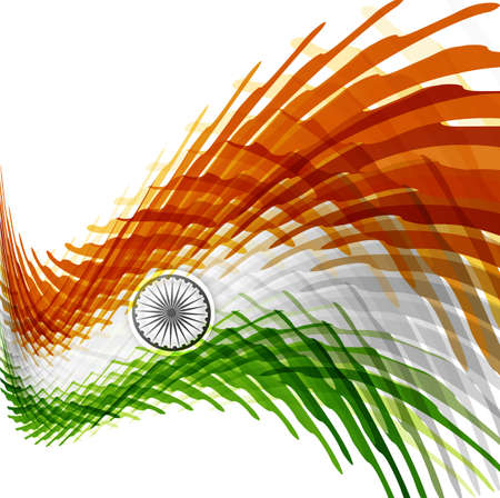 India flag with stylish texture wave vector illustrationのイラスト素材