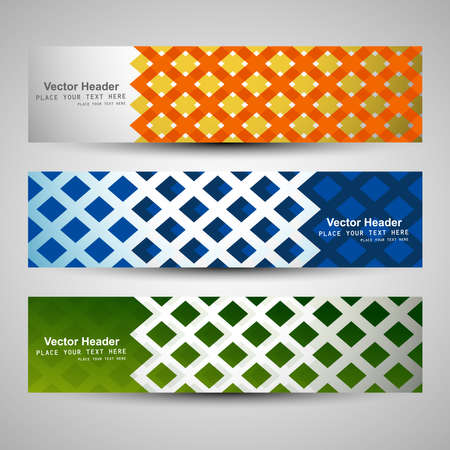 Three colorful abstract banner headers vector designのイラスト素材