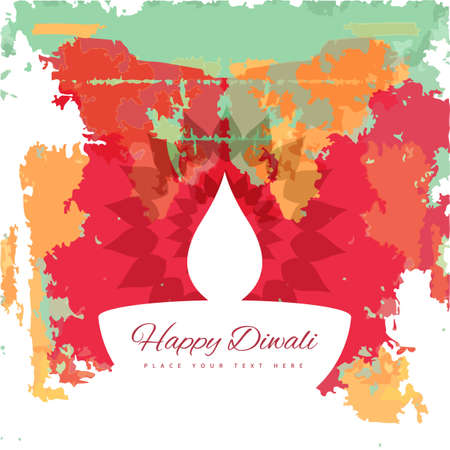 Happy Diwali diya colorful artistic grunge design illustration vectorのイラスト素材