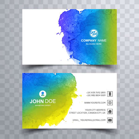 Abstract colorful splash watercolor business card vectorのイラスト素材