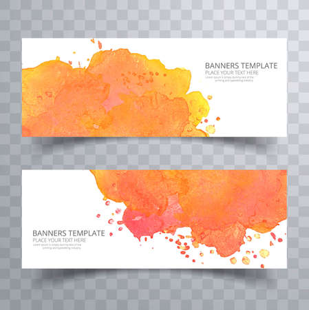 Abstract colorful watercolor header set designのイラスト素材