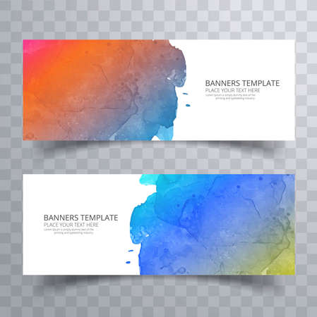 Beautiful soft colorful watercolor header set vectorのイラスト素材