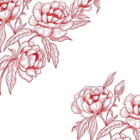 Beautiful wedding floral sketch backgroundのイラスト素材