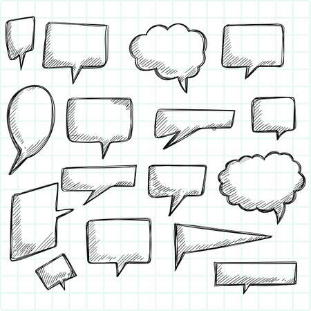 Hand drawn sketch speech bubble set designのイラスト素材