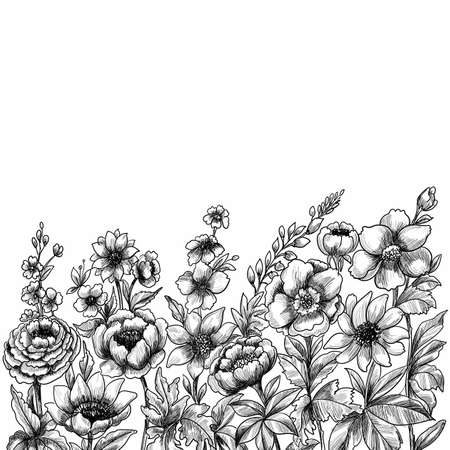 Decorative wedding floral backgroundのイラスト素材