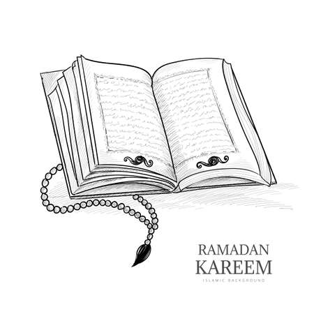 Hand drawn sketch the holy book of the Koran backgroundのイラスト素材