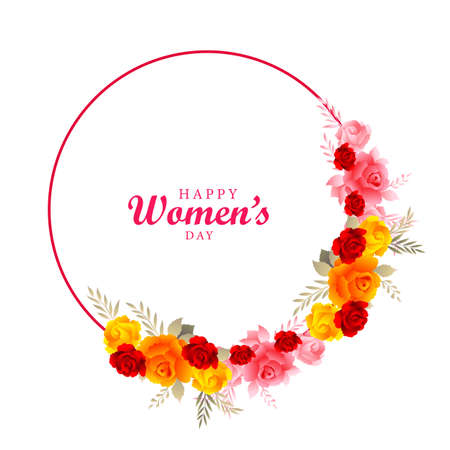 Women day background with flowers frame card designのイラスト素材