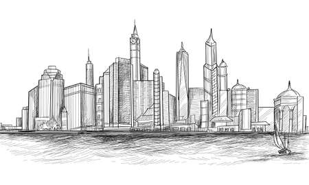Hand draw city skyline sketch designのイラスト素材