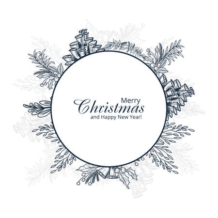 Elegant christmas decorative balls on black banner backgroundのイラスト素材