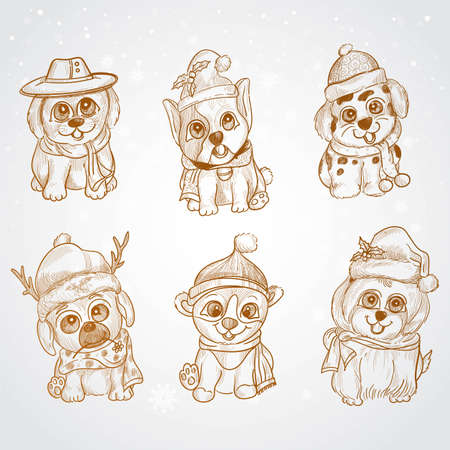 Artistic christmas line tree card designのイラスト素材