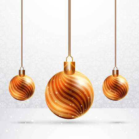 Beautiful christmas hanging shiny balls card backgroundのイラスト素材