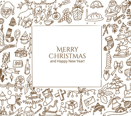 Decorative christmas wreath holiday card backgroundのイラスト素材
