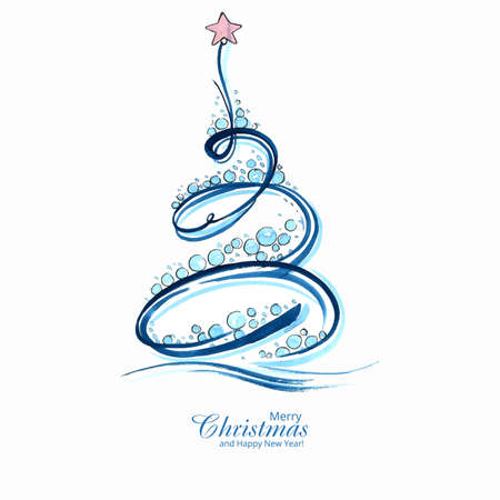 Hand drawn christmas deer landscape trees watercolor backgroundのイラスト素材