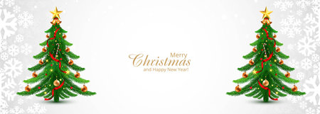 Beautiful christmas tree in winter landscape card backgroundのイラスト素材