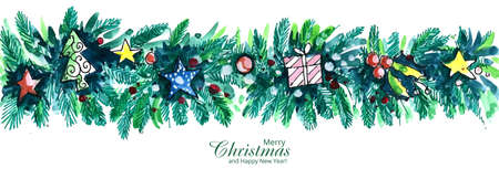 Beautiful artistic decorative christmas green tree card designのイラスト素材