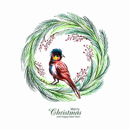 Beautiful artistic decorative christmas green tree card designのイラスト素材