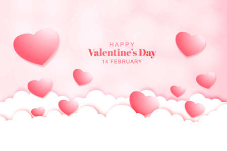 Happy Valentines day card decorative hearts banner backgroundのイラスト素材
