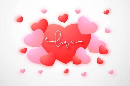 Happy Valentines day card decorative hearts banner backgroundのイラスト素材