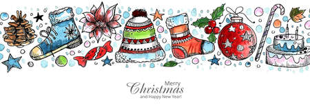 Christmas decoration isolated banner celebration card vectorのイラスト素材