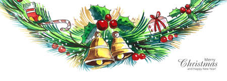 Beautiful christmas garlands holiday card backgroundのイラスト素材