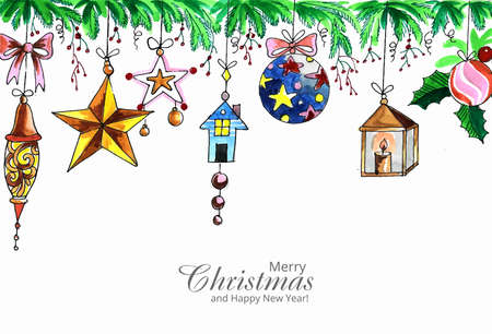 Beautiful christmas garlands holiday card backgroundのイラスト素材