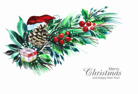 Beautiful christmas garlands holiday card backgroundのイラスト素材