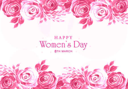 Women's day card with decorative flower frameのイラスト素材