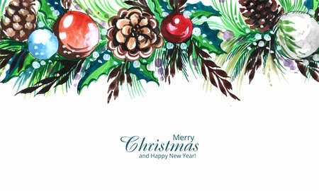 Decorated christmas wreath holiday card backgroundのイラスト素材