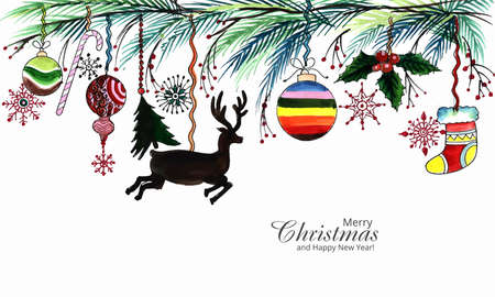 Decorated christmas wreath holiday card backgroundのイラスト素材