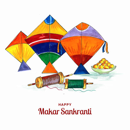 Happy makar sankranti holiday india festival backgroundのイラスト素材